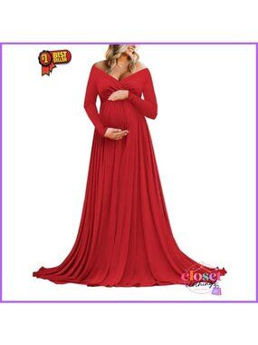 Off Shoulder Maternity Maxi Dress Photoshoot Gown